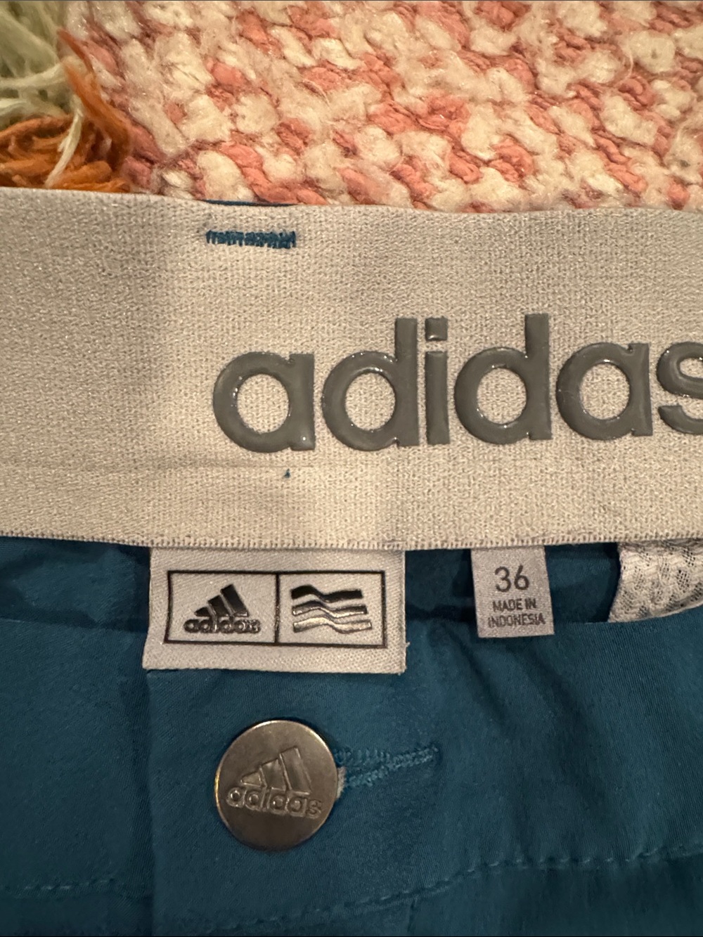 adidas Teal Blue men’s  Athletic Shorts with Logo Waistband